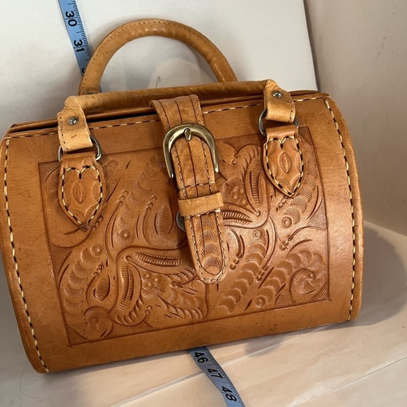 Handbags - Embossed Tan Leather Satchel